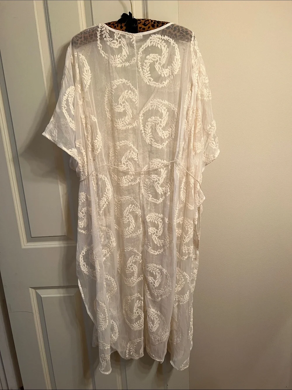 White Sheer Embroidered Cover-Up or Duster O/S
